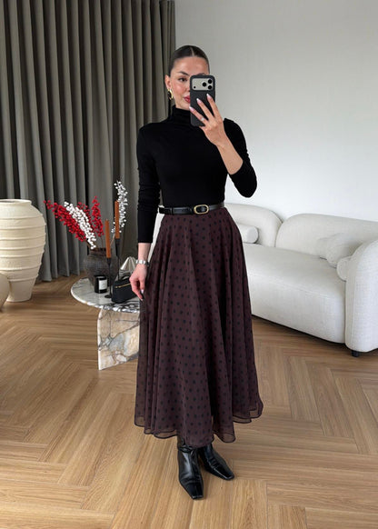 Retikla Polka Dot Patterned Black Skirt