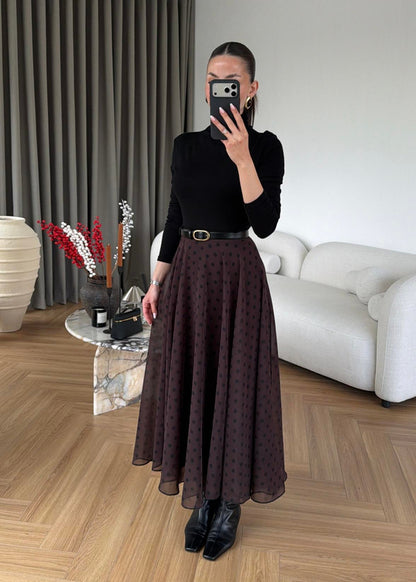 Retikla Polka Dot Patterned Black Skirt