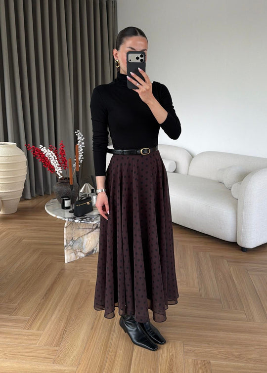 Retikla Polka Dot Patterned Black Skirt