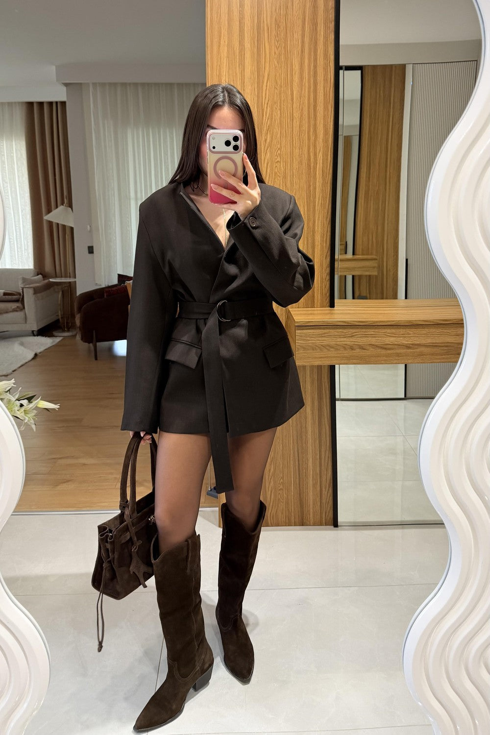 BELTED WAITED BLAZER JACKET