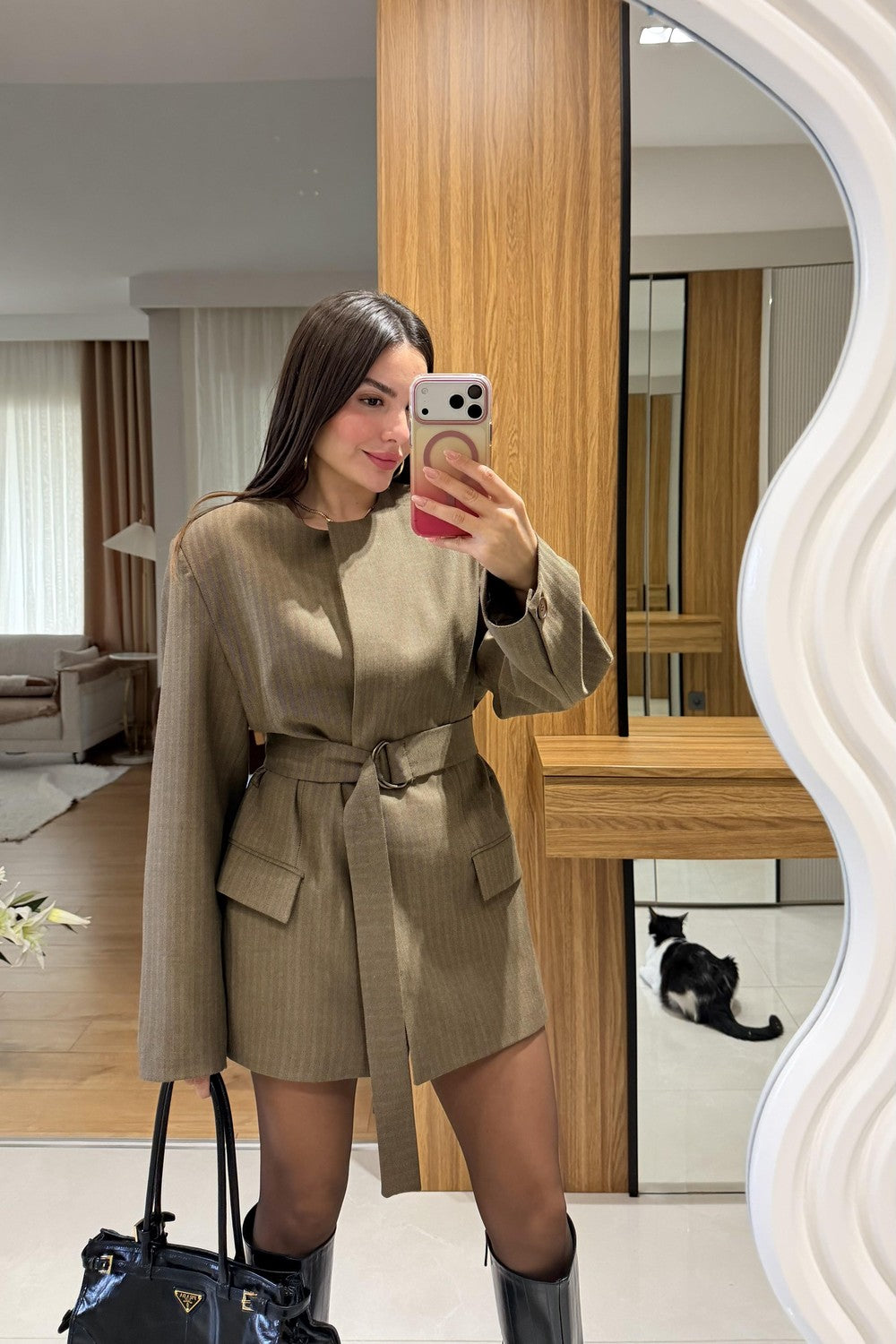 BELTED WAITED BLAZER JACKET