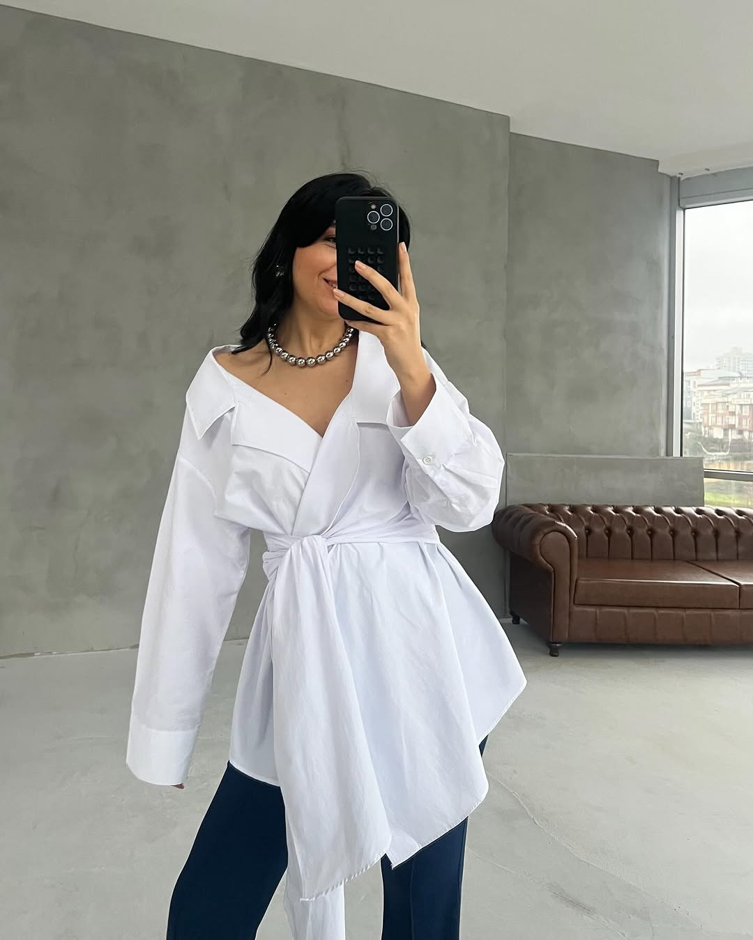 belted double breasted shirt