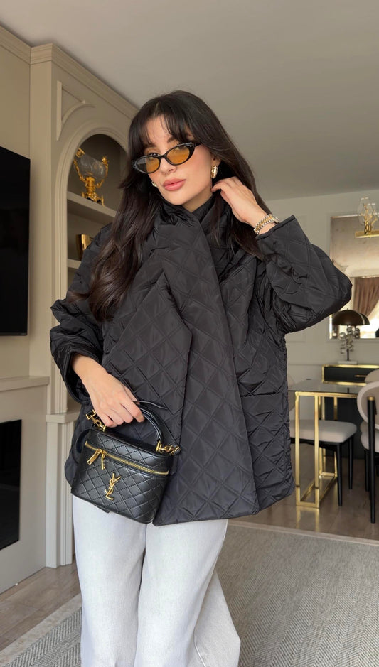 Waterproof Capitone jacket with Detachable Scarf