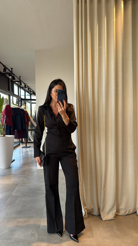 shirt with pleats bootcut trouser co-ord set