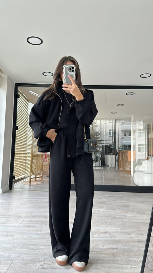 Double Pocket Oysho fabric tracksuit-black