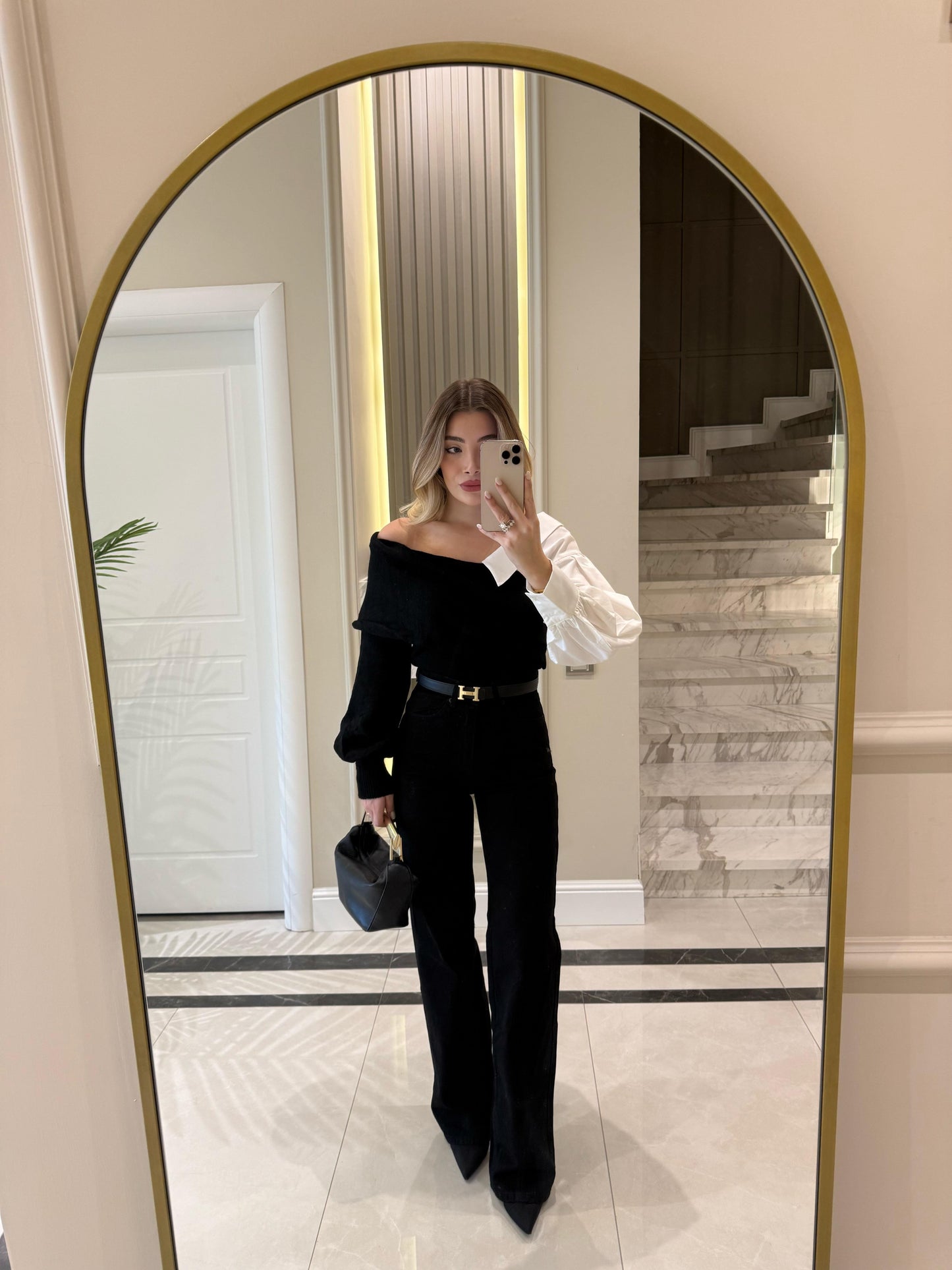 Shirt Sleeve Design Black Knitwear