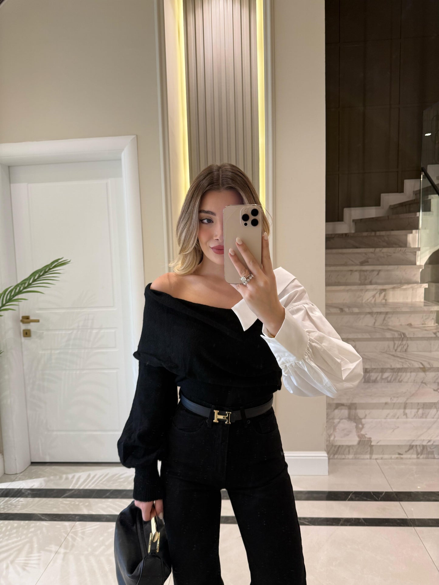 Shirt Sleeve Design Black Knitwear