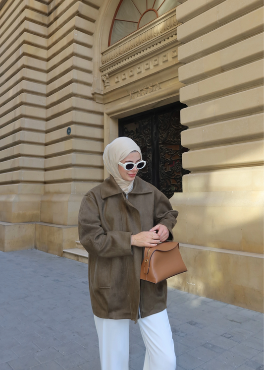 Oversized faux suede jacket
