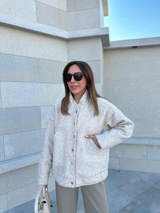 Oversized jacket with bouclé fabric