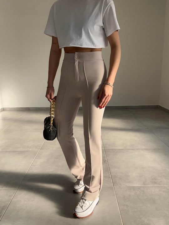 Stretch jacquard trousers