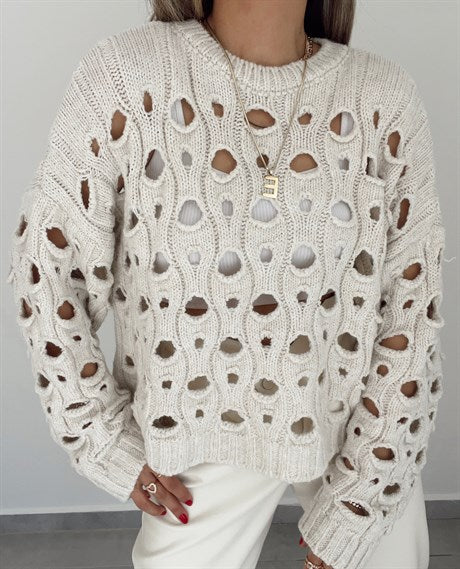 Knitted blouse with openwork