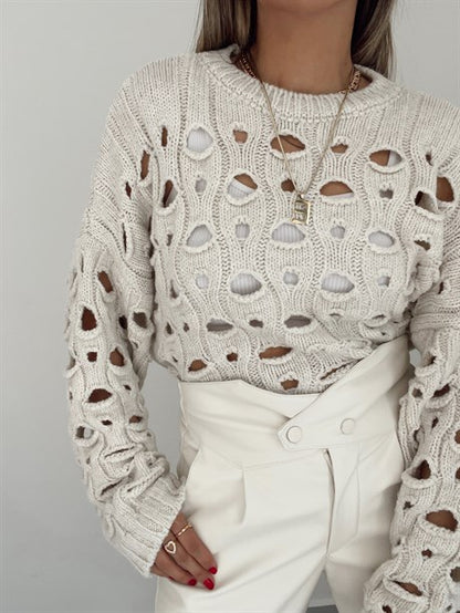 Knitted blouse with openwork