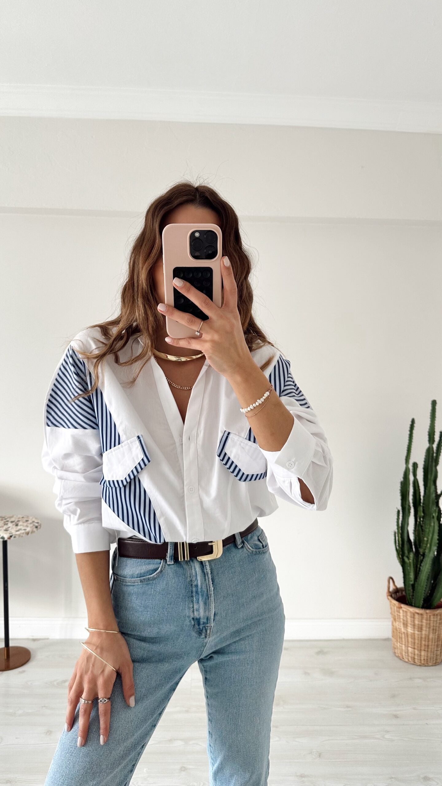 Oversized shirt with striped details