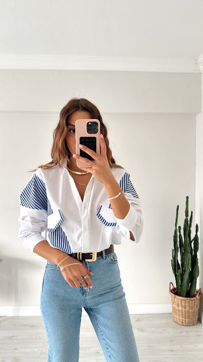 Oversized shirt with striped details