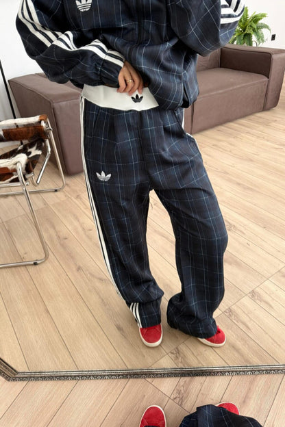 Adidas checked tracksuit-navy blue