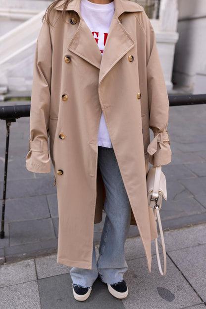 Oversized belted trench coat without lining