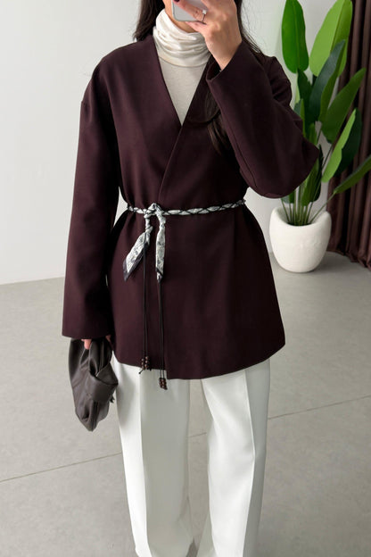 Oversized blazer with satin belt
