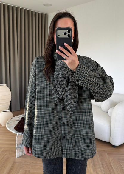 Olive green Shirt with Tie Collar