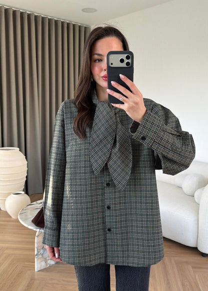 Olive green Shirt with Tie Collar