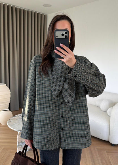 Olive green Shirt with Tie Collar