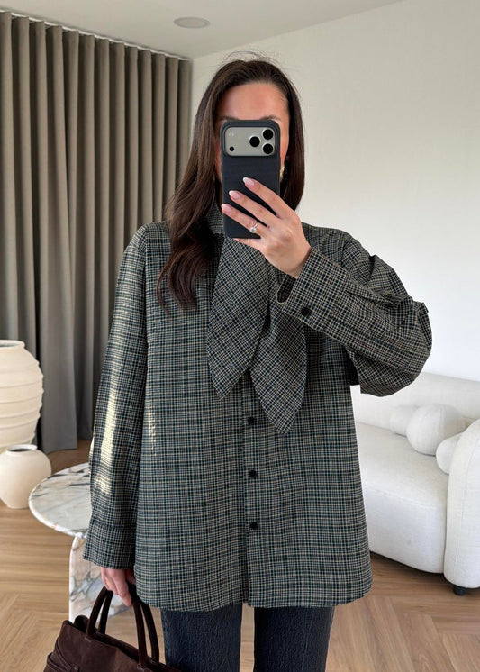 Olive green Shirt with Tie Collar