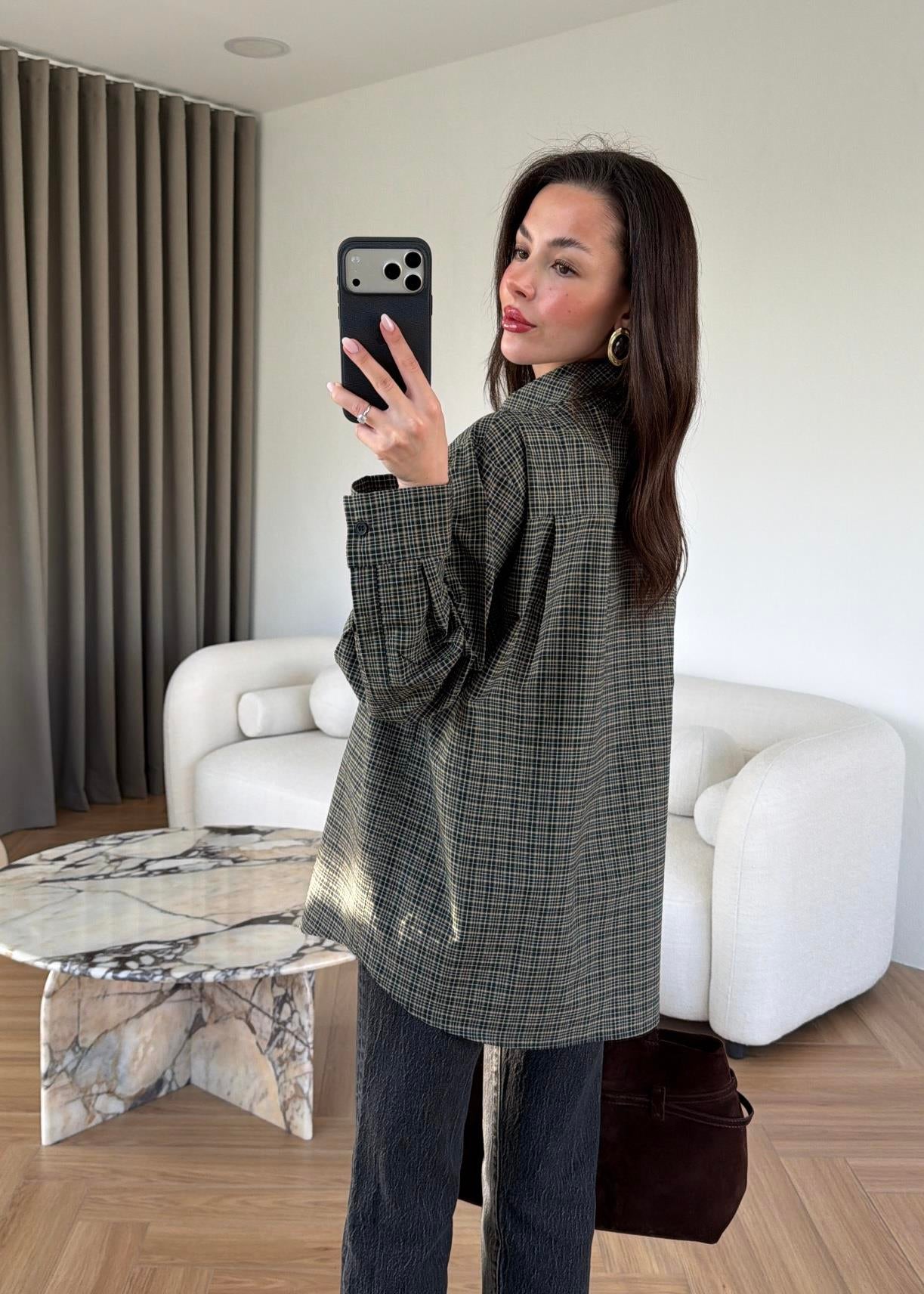 Olive green Shirt with Tie Collar