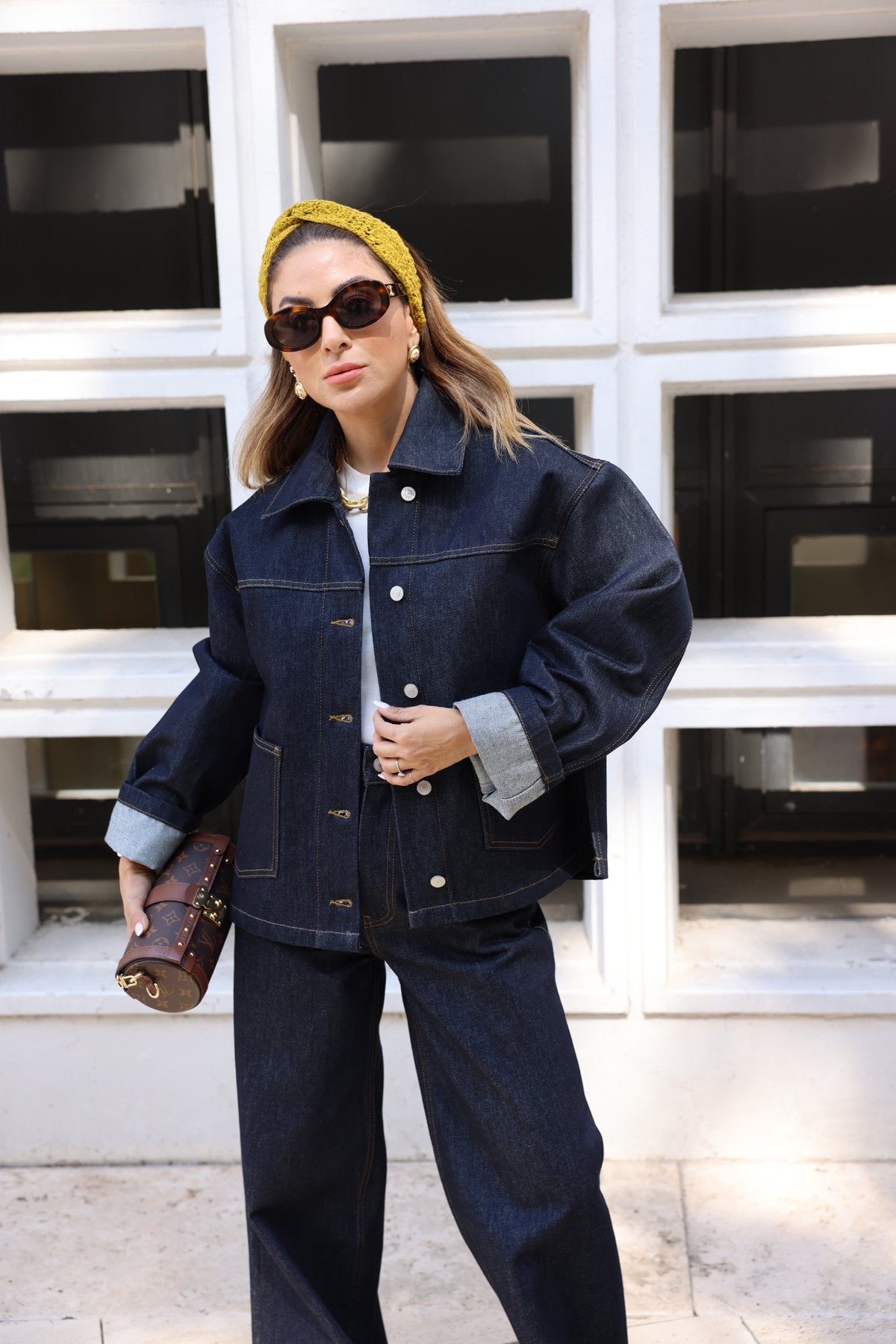 Oversize jeans jacket with wide Leg trouser co-ord set